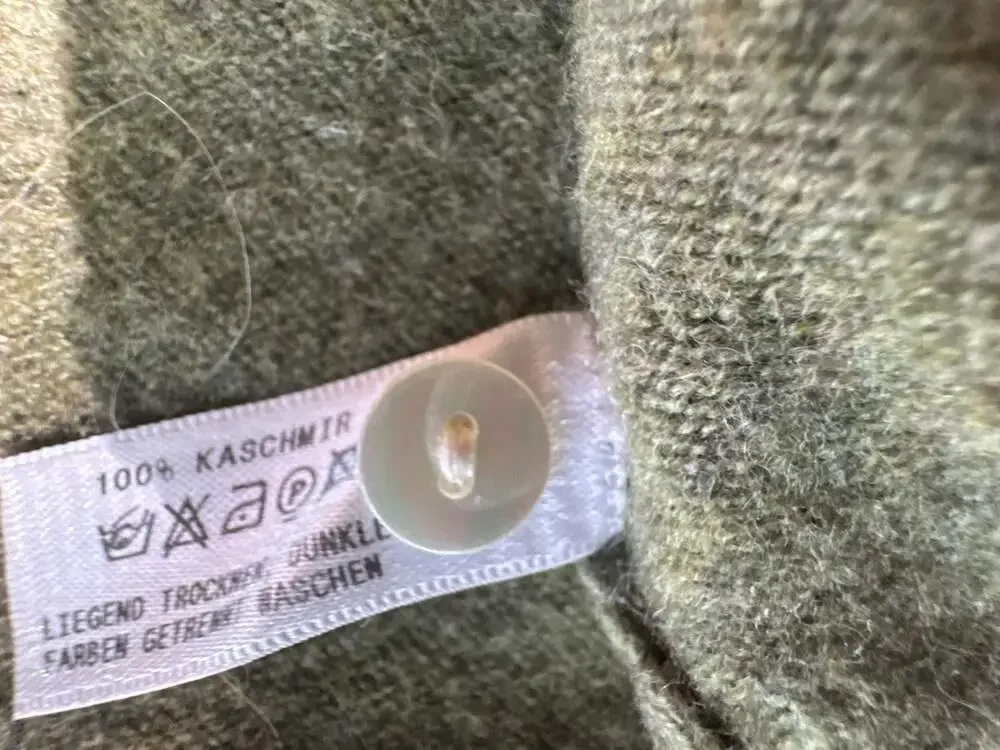 Mallonian Finest Cashmere Olive Green Polo Collar Cardigan